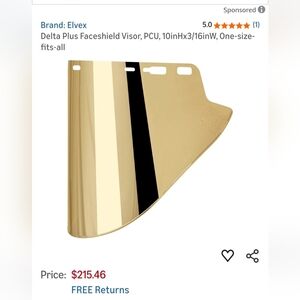 Delta Plus High Heat Gold Hardcoated Lexan Face Shield 10" x 18.5" x 2mm Safety